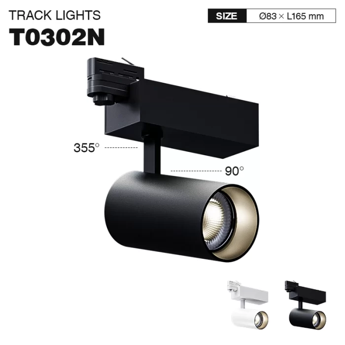 T0302N – 35W 3000K 36˚N/B Ra90 Black – Tracking Lights-Retail Store Lighting--01