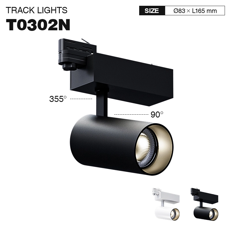 T0302N – 35W 3000K 36˚N/B Ra90 Negro – Luces de seguimiento-Iluminación de tiendas minoristas--01