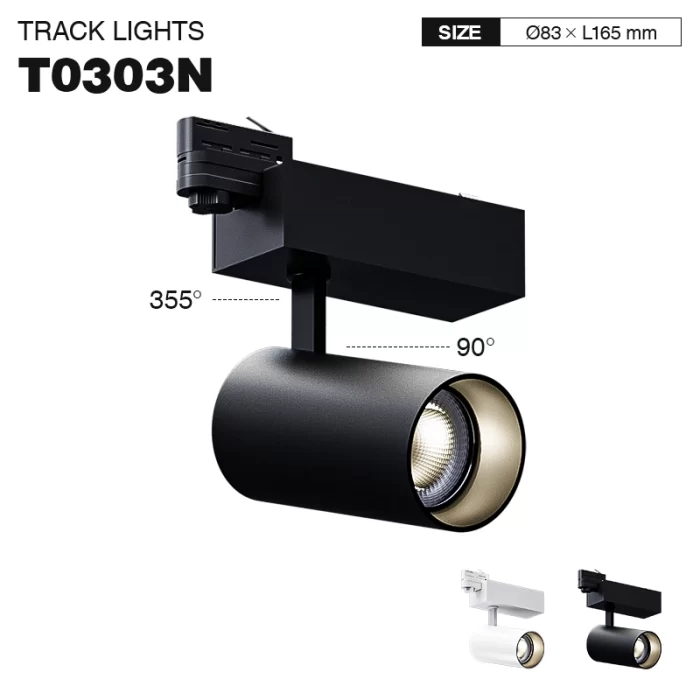 T0303N – 35W 3000K 55˚N/B Ra90 Swart – Tracking Lights- High CRI Led Track Lights--01