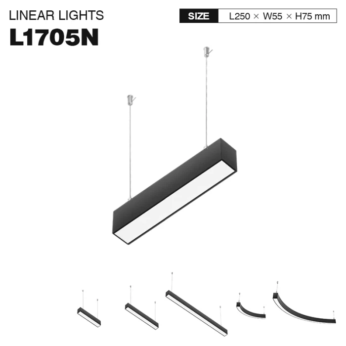 L1705N – 7.5 W 4000 K 110˚N/B Ra80 Preto – Iluminação Linear de Luz para Ginásio-SLL001-A-01