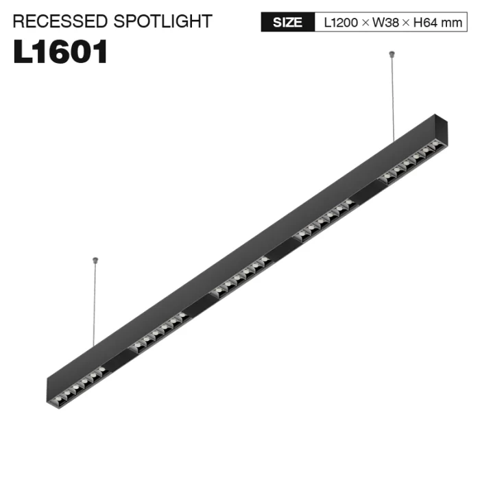 L1601 –30W 3000K 34˚N/B Ra80 Black – LED linijiniai žibintai – garažo apšvietimas – 01