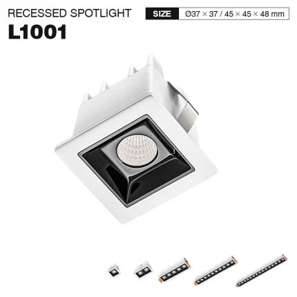 L1001– 1W 3000K 36˚N/B Ra80 White– Spotlights-Square Recessed Lighting--01