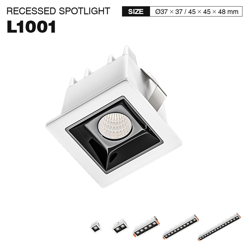 L1001– 1W 3000K 36˚N/B Ra80 White–  Spotlights-Square Recessed Lighting--01