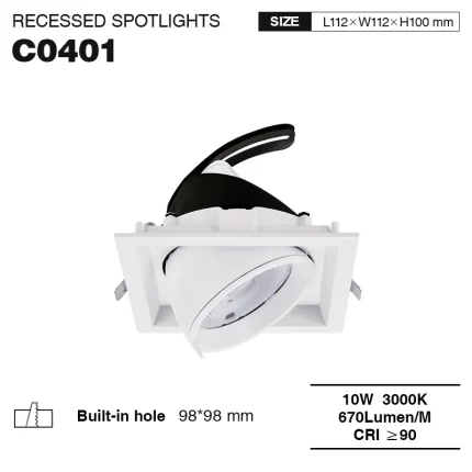 C0401– 10W 3000K 24˚N/B Ra90 सेतो – LED Recessed Spotlights-Indoor Lighting--01