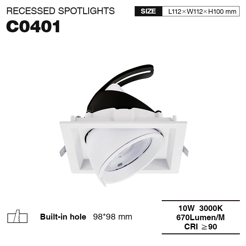 C0401– 10W 3000K 24˚N/B Ra90 White –   LED Recessed Spotlights-Indoor Lighting--01