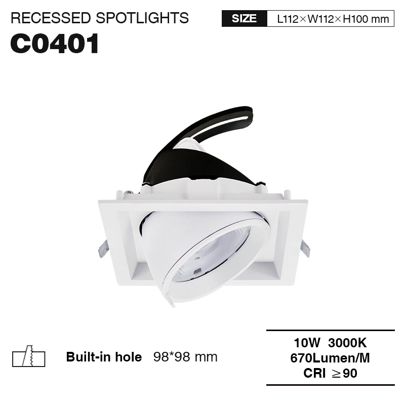 C0401– 10W 3000K 24˚N/B Ra90 سفید – چراغهای برجسته LED توکار-روشنایی داخلی--01