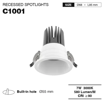 C1001– 7W 3000K 24˚N/B Ra90 Branco– Focos LED-Iluminación comercial--01