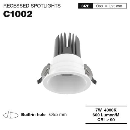 C1002– 7W 4000K 24˚N/B Ra90 Spî– Ronahîyên LED-Ronahîya Recessed--01