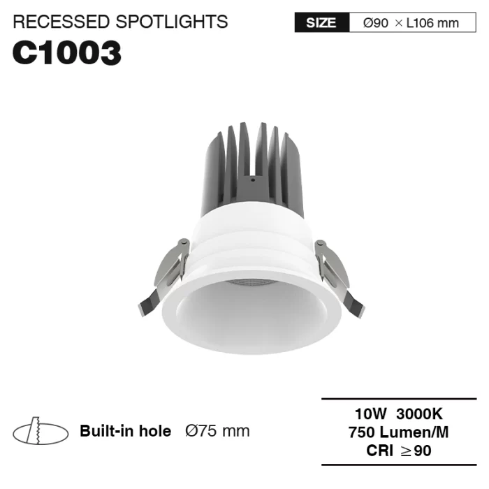 C1003– 10W 3000K 24˚N/B Ra90 সাদা– LED স্পটলাইট-ডাউনলাইট--01