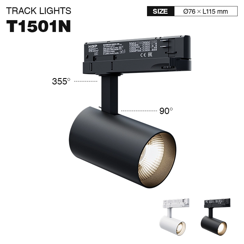 T1501N - 20W 4000K 36°N/B Ra80 White - LED Track Lights-Recessed Track Lighting--01
