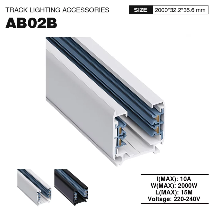 TRA001-AB02B Three-phase track/2000mm/White Kosoom-Accessories--01