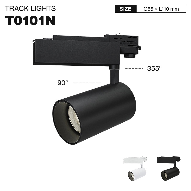 T0101N - 12W 3000K 24°N/B Ra80 Black - LED Track Lights-Retail Store Lighting--01