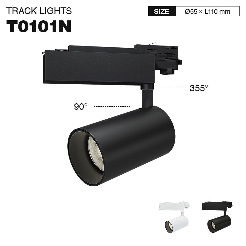 T0101N - 12W 3000K 24°N/B Ra80 Black - LED Track Lights-12W LED Spotlights-TRL001-01