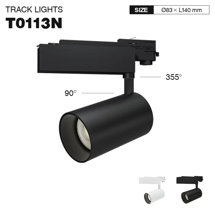 T0113N - 30W 4000K 36°N/B Ra80 Black - LED Track Light-Indoor Spotlight-TRL001-01