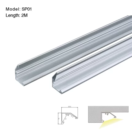 Profil LED L2000×20.05×14mm - Saluran LED Pemasangan Permukaan SP01--01