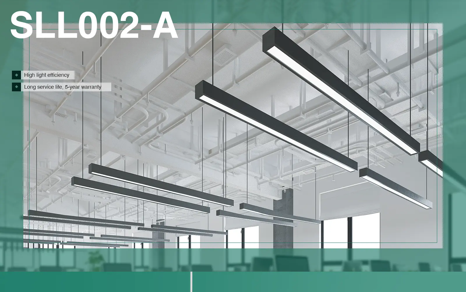 Efficient Linear Light 20W 2100lm 110˚ Angle Black - L1301N-SLL002-A-Kosoom-20w LED Linear Lights--01