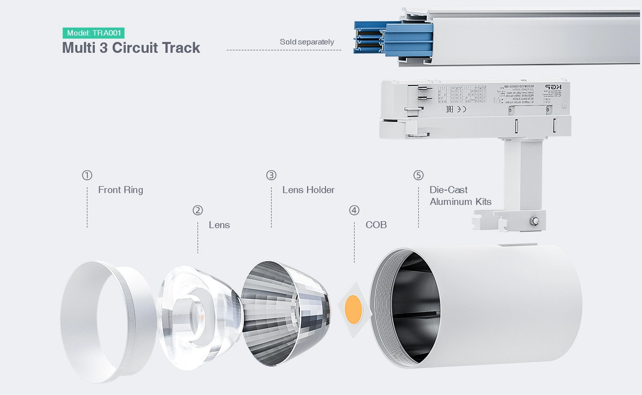 T1501N - 20W 4000K 36°N/B Ra80 Biały - Oświetlenie szynowe LED-Reflektory sufitowe--02