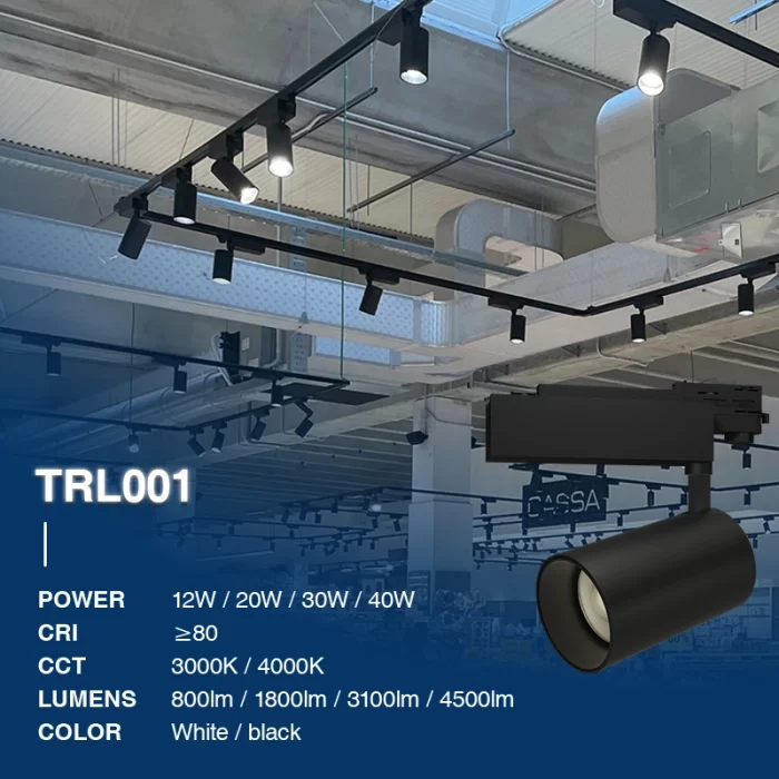 T0115B - 40W 3000K 24°N/B Ra80 თეთრი - LED ტრეკის განათება-სალონის განათება მისაღები ოთახისთვის-TRL001-02