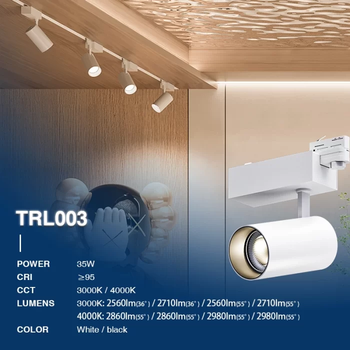 T0302B - 35W 3000K 36˚N/B Ra90 White - Luci di traccia - Illuminazione di supermercati --02