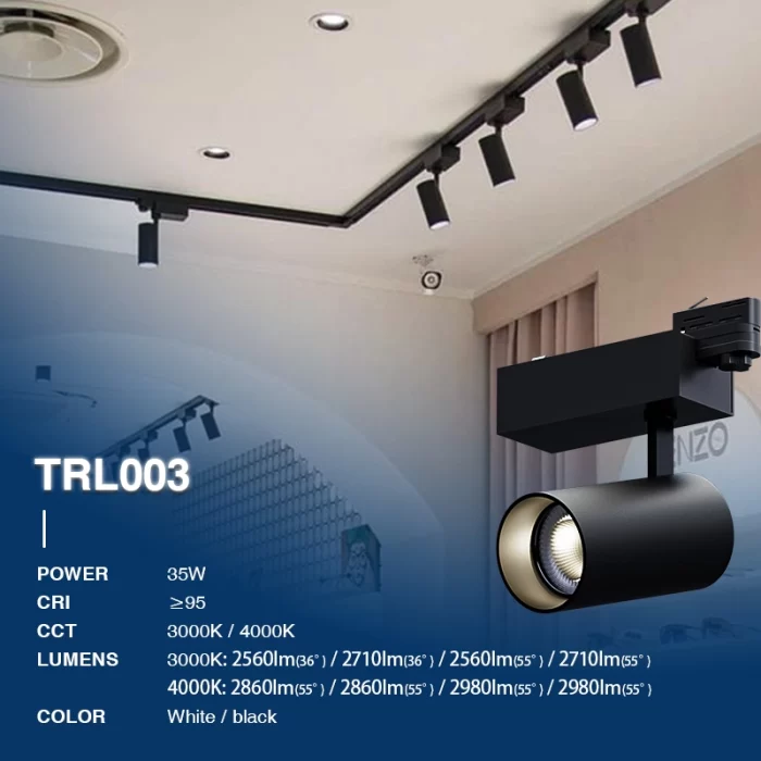 T0302N - 35W 3000K 36˚N/B Ra90 Negru - Luci di traccia-Illuminazione di pista di cucina--02