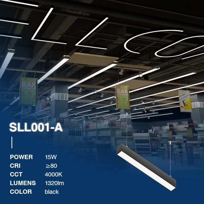 L1704N–15W 4000K 110˚N/B Ra80 Black– Linear Light-15w LED Linear Lights--02