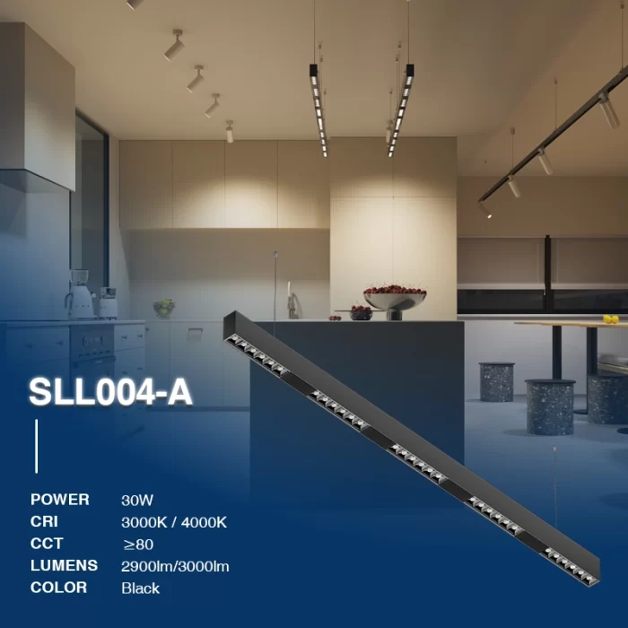 L1601 –30W 3000K 34˚N/B Ra80 Negre– Llums lineals LED-Il·luminació lineal encastada--02