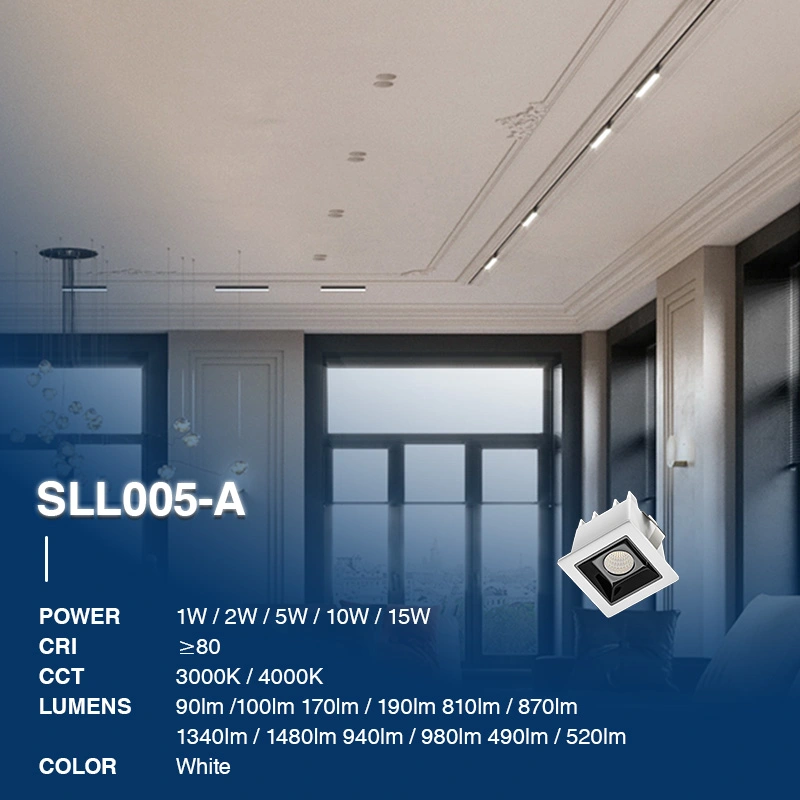 L1001– 1W 3000K 36˚N/B Ra80 White– Mga Spotlight-Square Recessed Lighting--02