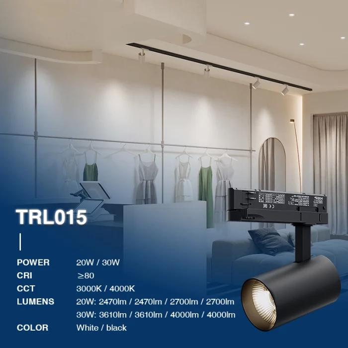 T1501N - 20W 4000K 36°N/B Ra80 Blanc - Rails d'éclairage LED-Lumières sur rail--02