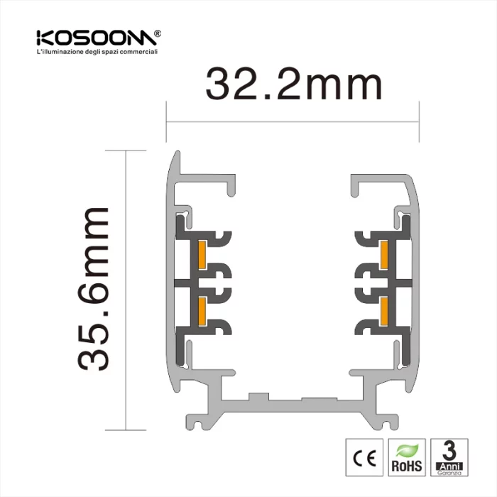 TRA001-AB02B Three-phase track/2000mm/White Kosoom-Accessories--03