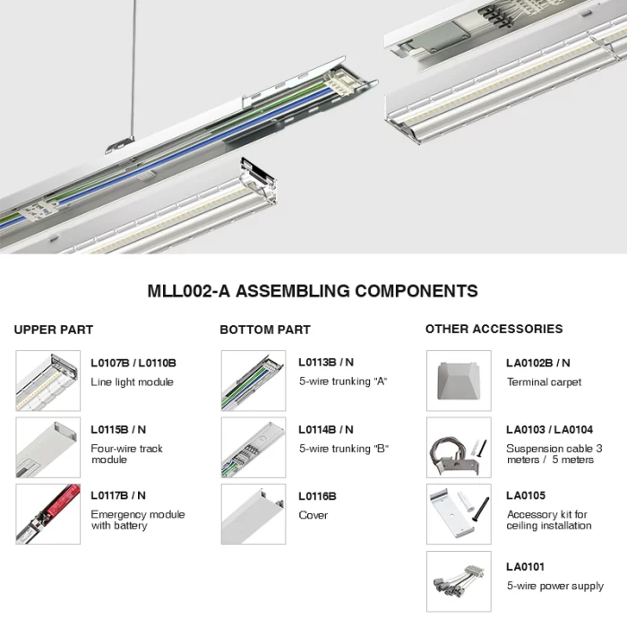 لوله سیاه 5 سیم A برای MLL002-A چراغ خطی LED 5 سال ضمانت - روشنایی فروشگاه خرده فروشی--03