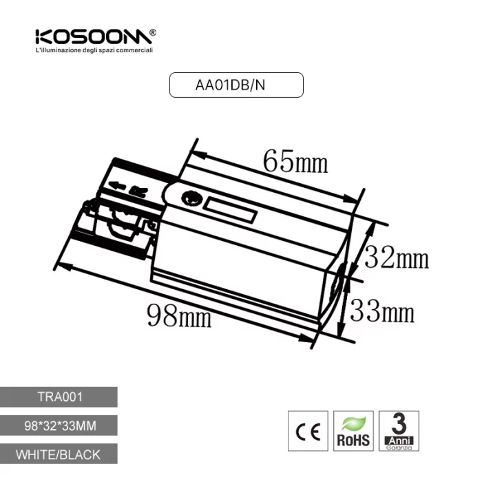 चार-तार वर्ग पावर कनेक्टर दायाँ TRA001-AA01DN Kosoom-उपसाधन--०३ ११