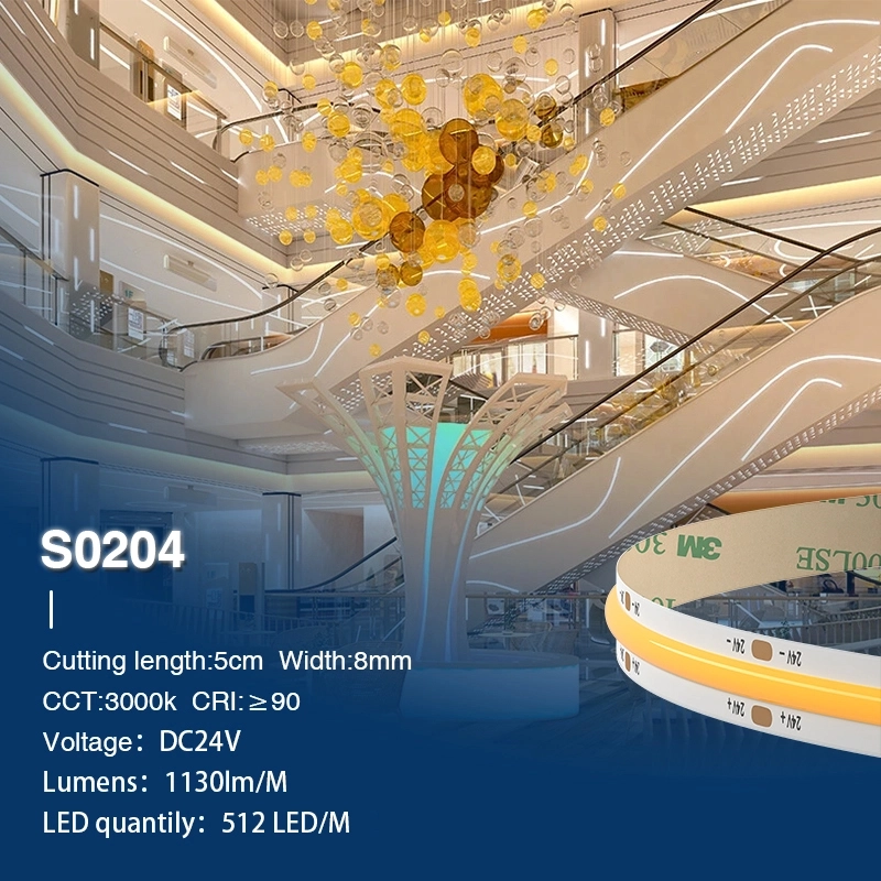 COB 3000K Ra90 IP20 11W/m 180° COB LED Strip-Under Cabinet Lighting-STL002-1