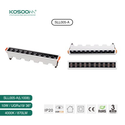 10W 4000K LED Linear Lighting  L1008 870LM 36° UGR＜19 SLL005-A - Kosoom-Supermarket Lighting 