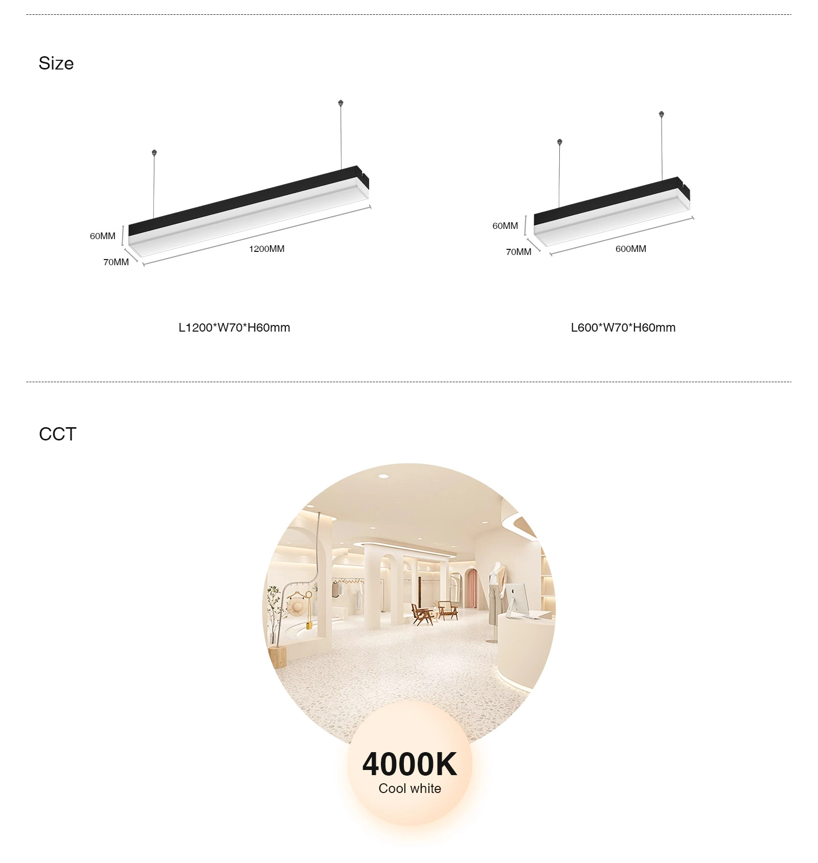 Iluminação linear LED preta 30 W MLL004-A-L0403N-4000K--KOSOOM-Lustre Linear Preto--12