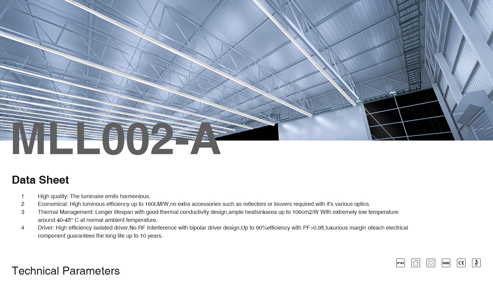 Iluminação linear preta MLL002-A L0116B -KOSOOM-Iluminação de supermercado --ML00201