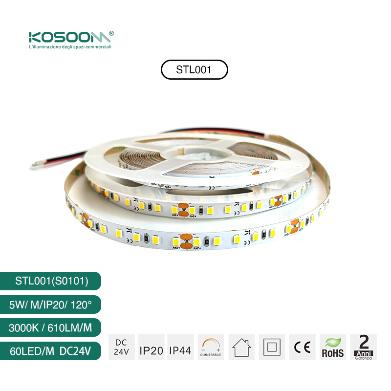 SMD 2835 3000K Ra80 IP20 5W/m 60LEDs/M LED Strip תאורת סטריפ מתחת לארון תאורת LED S0101