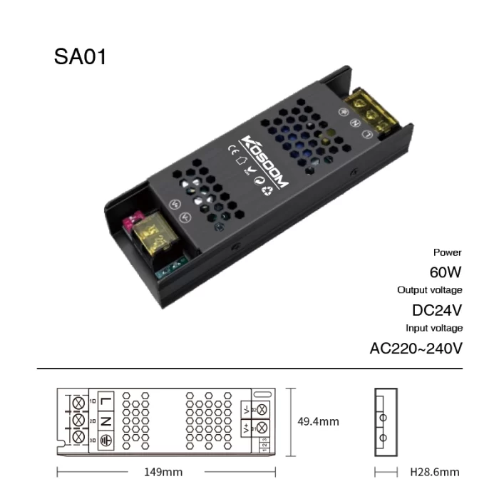 Dabînkirina Hêza Hêzdar û pêbawer 60W - STL004-SA01-Kosoom-Pêkanîna Hêza LED--SA01