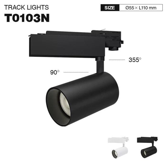 T0103N - 12W 4000K 24°N/B Ra80 Black - LED Track Light-Commercial Spotlight-TRL001-T0103N