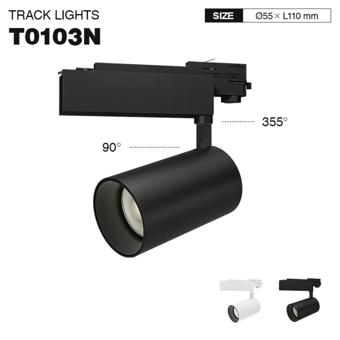 T0103N - 12W 4000K 24°N/B Ra80 Preto - Luzes de trilha LED - Refletor comercial-TRL001-T0103N