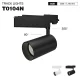 T0104N - 12W 4000K 36°N/B Ra80 Negro - Focos LED en Carril-Iluminación de Joyería-TRL001-T0104N