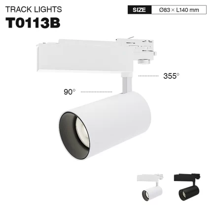 T0113B - 30W 4000K 36°N/B Ra80 Blanc - Il·luminació LED en carril-Botiga de roba-TRL001-T0113B