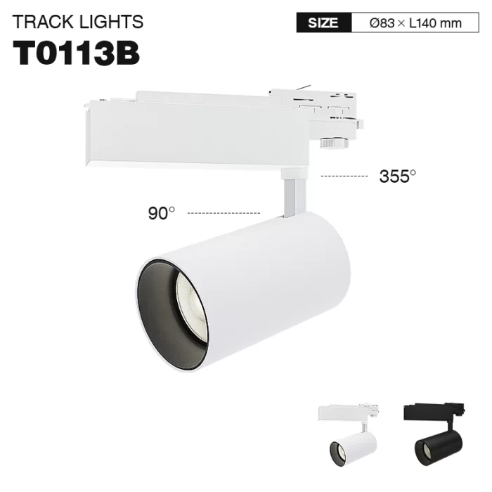 T0113B - 30W 4000K 36°N/B Ra80 Blanc - Éclairage sur rail LED-Magasin de vêtements-TRL001-T0113B