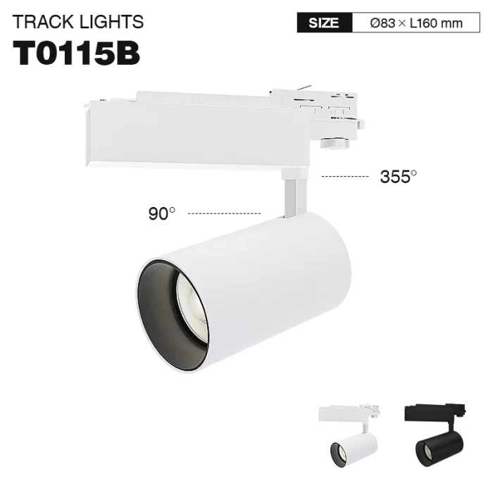 T0115B - 40W 3000K 24 ° N / B Ra80 Dawb - LED Track Lights-Gallery Track Lighting-TRL001-T0115B