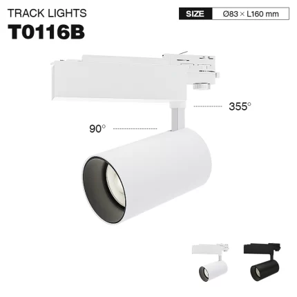 T0116B - 40W 3000K 36°N/B Ra80 أبيض - مصابيح مسار LED - إضاءة مسار المكتب - TRL001-T0116B