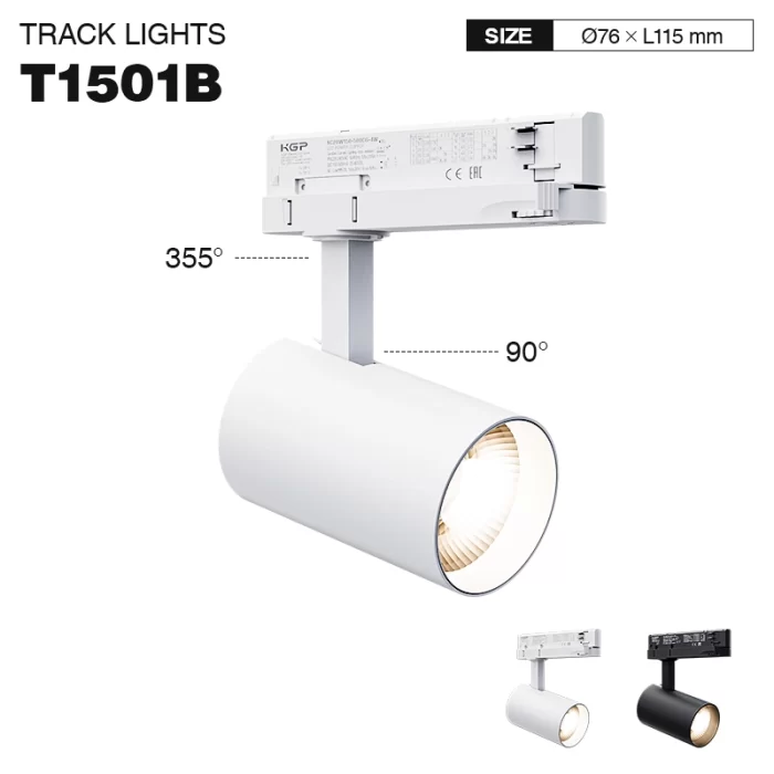 T1501B - 30W 4000K 36°N/B Ra80 blanc - Il·luminació LED en carril - Il·luminació en carril blanc --T1501B