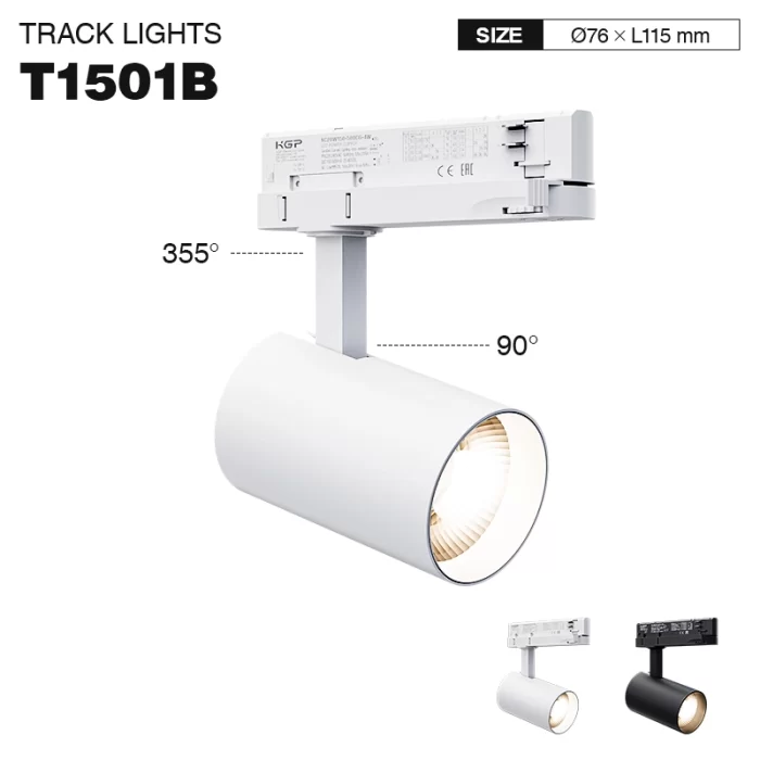 T1501B - 30W 4000K 36°N/B Ra80 ສີຂາວ - ໄຟຕິດຕາມ LED - ແສງຕິດຕາມສີຂາວ - T1501B