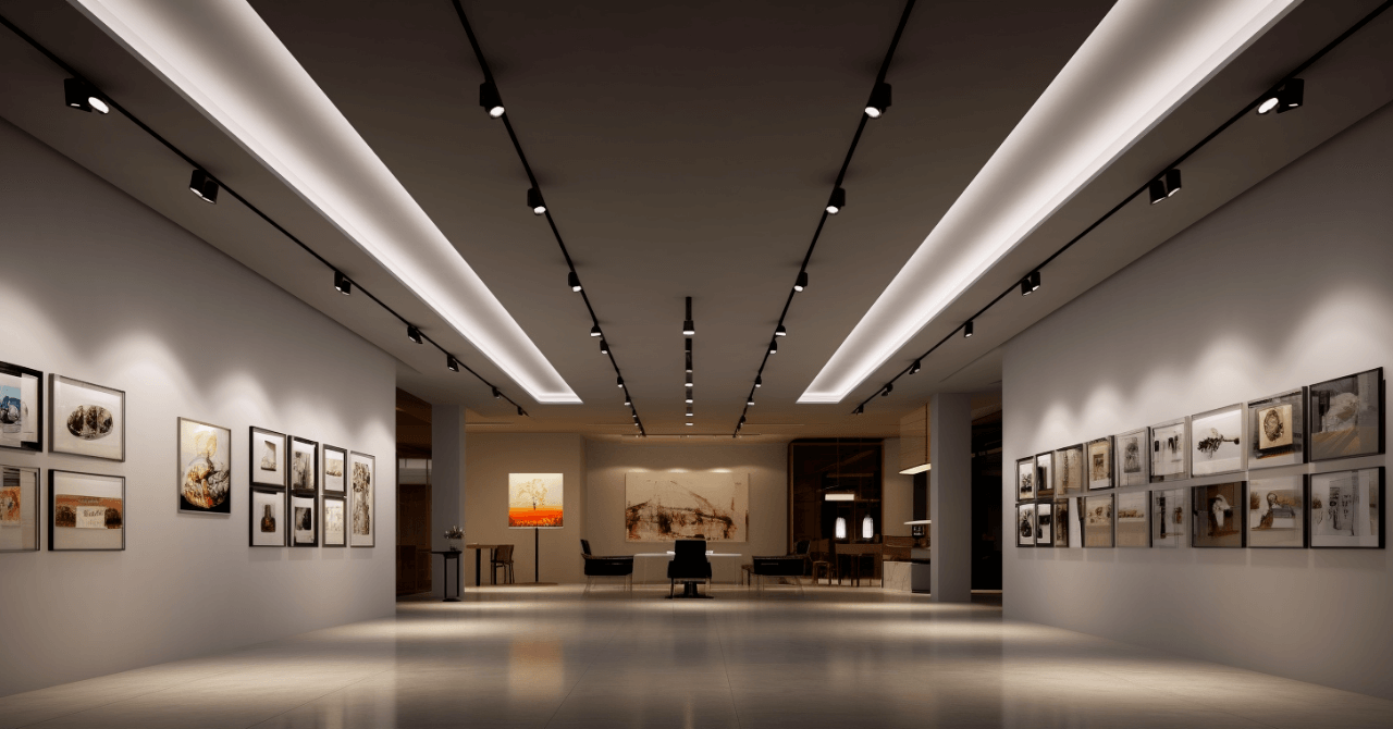 led track lighting in gallery