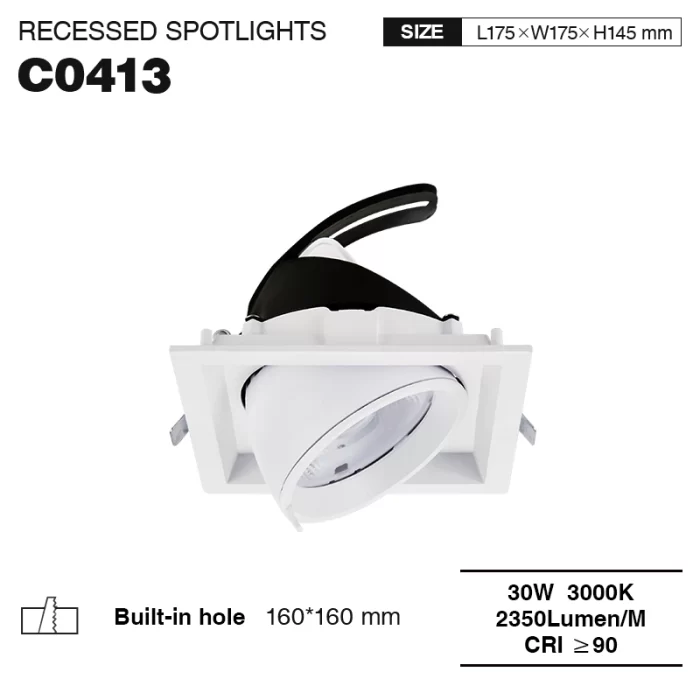 C0413– 30W 3000K 24˚N/B Ra90 White –   LED Recessed Spotlights-Ceiling Spotlights--01
