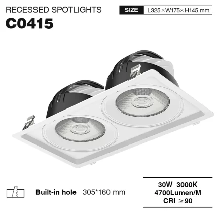 C0415– 30W 3000K 24˚N/B Ra90 White –   LED Recessed Spotlights-Commercial Lighting--01