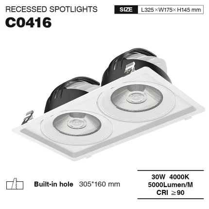 C0416– 30W 4000K 24˚N/B Ra90 White –   LED Recessed Spotlights-Supermarket LED Spotlights--01